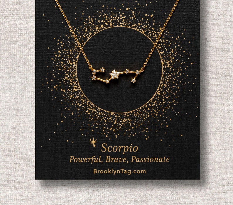 Scorpio Sign Constellation Necklace with Crystals, Celestial Jewelry Zodiac Sign Necklace, Star Dainty Necklace, Bridesmaids Gift, Zodiacs image 1