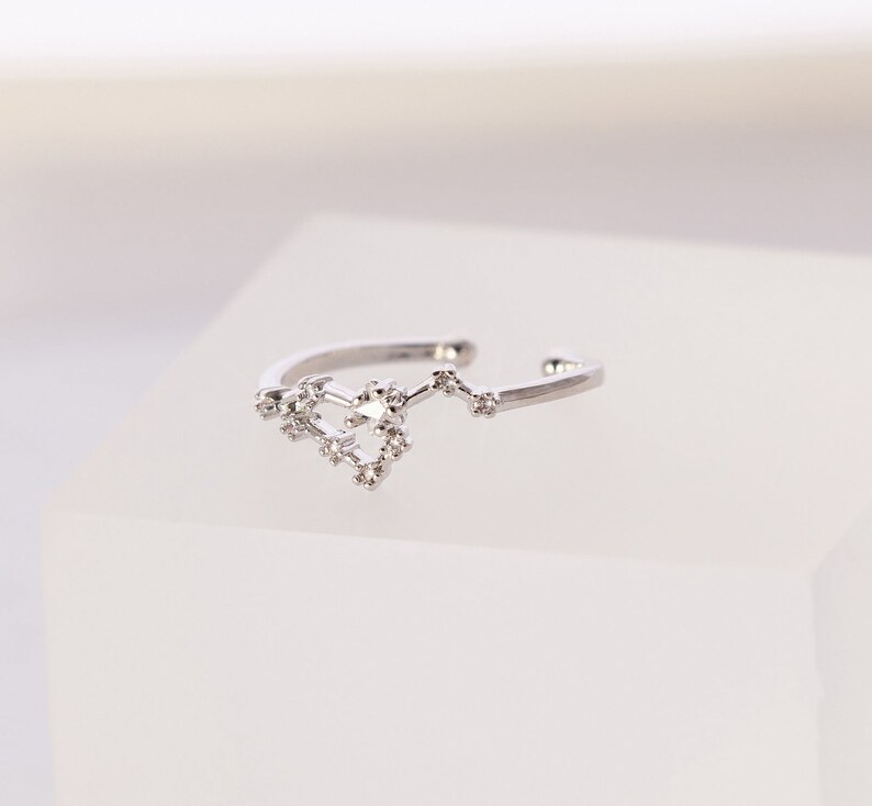 Leo Sign Constellation Ring With Crystals Celestial Jewelry Etsy