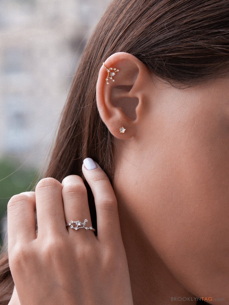 Virgo Constellation Ear Cuff and Stud Set Celestial Jewelry Etsy