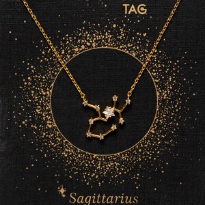 Sagittarius Sign Constellation Necklace with Crystals, Celestial Jewelry Zodiac Sign Necklace, Star Dainty Necklace, Birthday Gift Jewelry image 9