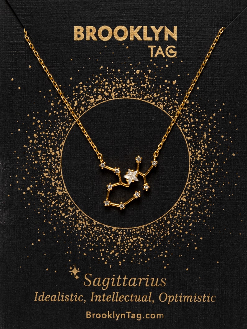 Sagittarius Sign Constellation Necklace with Crystals, Celestial Jewelry Zodiac Sign Necklace, Star Dainty Necklace, Birthday Gift Jewelry image 9