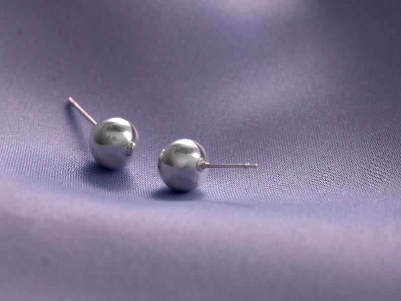 925 Sterling Silver Ball Studs, Everyday Small Earrings in Silver, Minimalist Round Studs, Tiny Dainty Earrings, kids Studs image 5