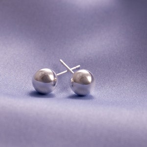 925 Sterling Silver Ball Studs, Everyday Small Earrings in Silver, Minimalist Round Studs, Tiny Dainty Earrings, kids Studs image 2