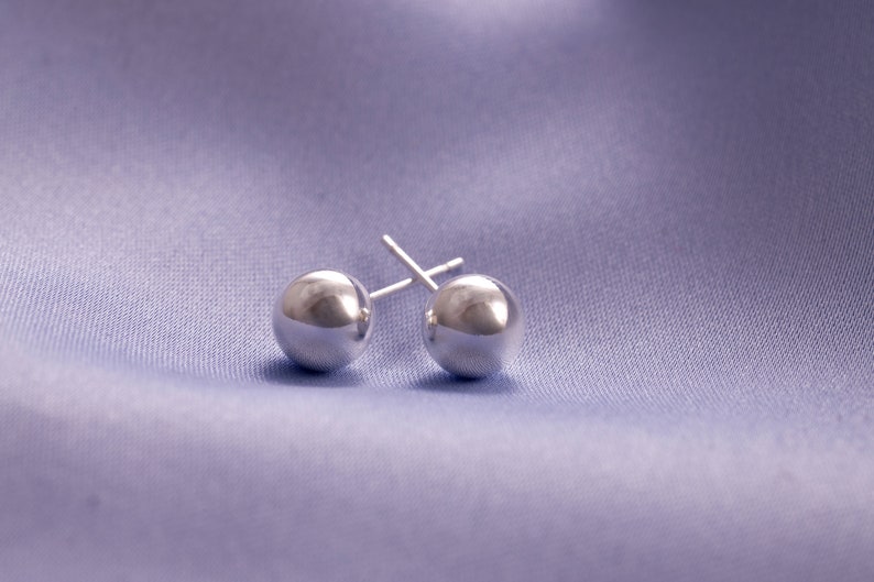 925 Sterling Silver Ball Studs, Everyday Small Earrings in Silver, Minimalist Round Studs, Tiny Dainty Earrings, kids Studs image 2