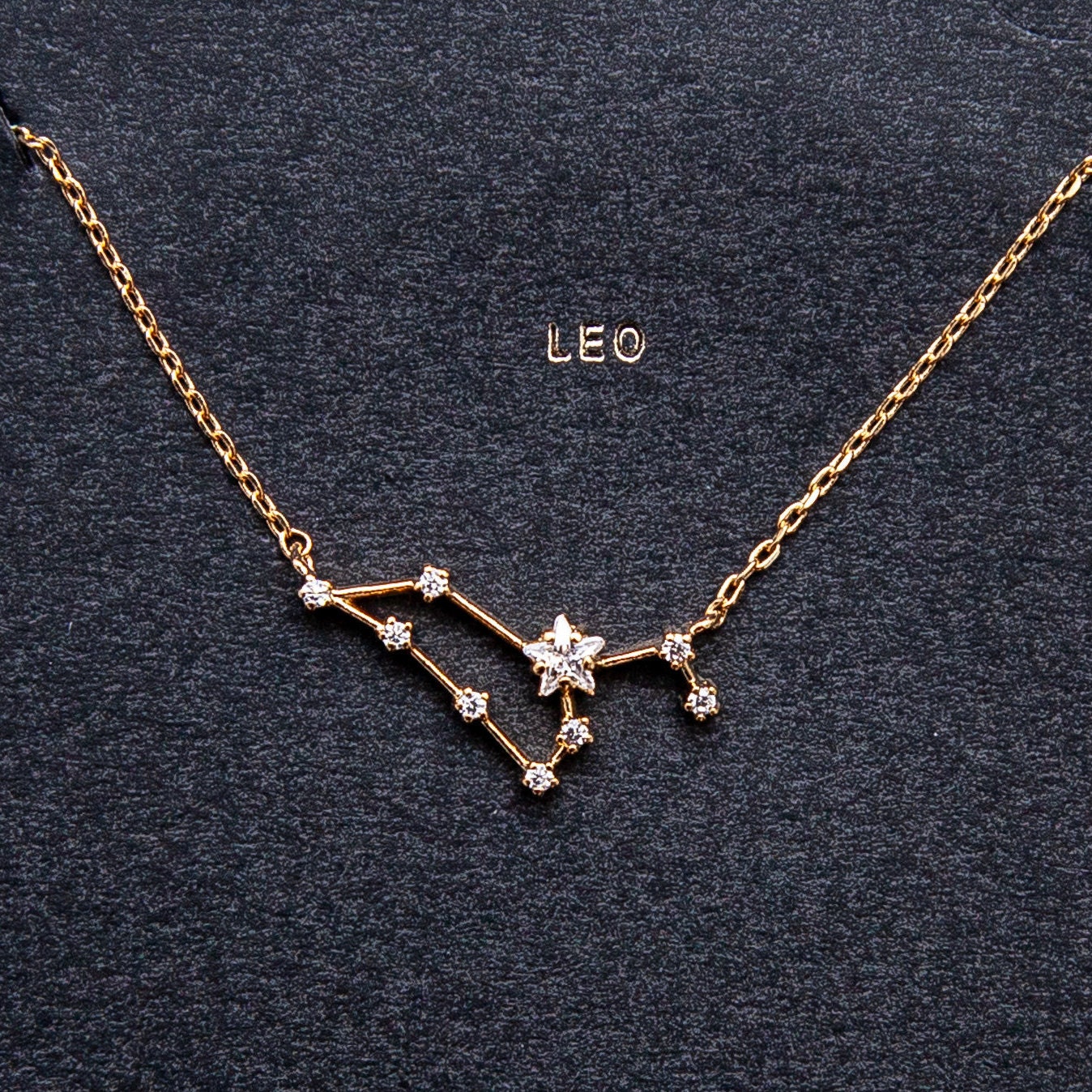 Leo Sign Constellation Necklace with Crystals, Celestial Jewelry Zodi…