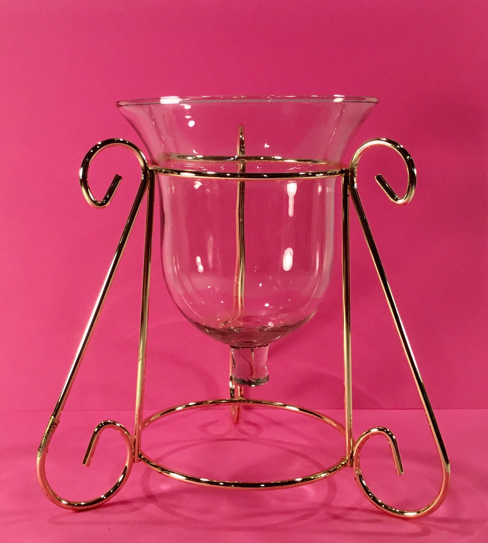 Brass Candle Holder with Clear Glass BellShaped Peglite Etsy