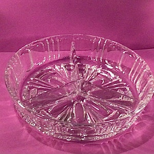 Quality Glass Divided Round Relish Cracker Candy Dish Tray - Giftable