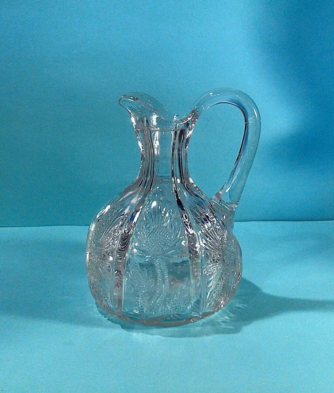 Vintage EAPG Paneled Canadian Thistle Delta Glass Vinegar or Etsy New
