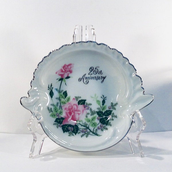 NORCREST 25th SILVER ANNIVERSARY Fine China Dish Bowl  - Giftable