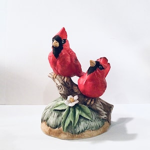 Weihnachten kommt - Vintage Porzellan GORHAM Rote Kardinäle Figur Spieluhr - Verschenkbar
