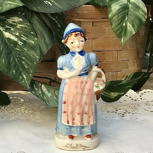 Vintage Japan Dutch Girl with Flower Basket Figurine