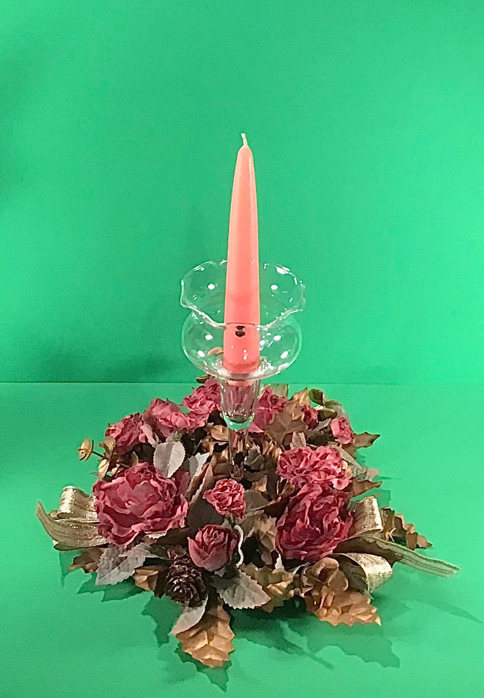 Vintage PARTYLITE Silk Floral Ring With Candle Holder and PL Etsy