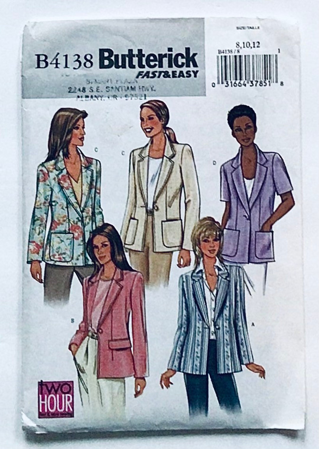 NEW BUTTERICK Pattern #B4138 - Very Easy Misses Jacket Size 8-10-12 - Etsy