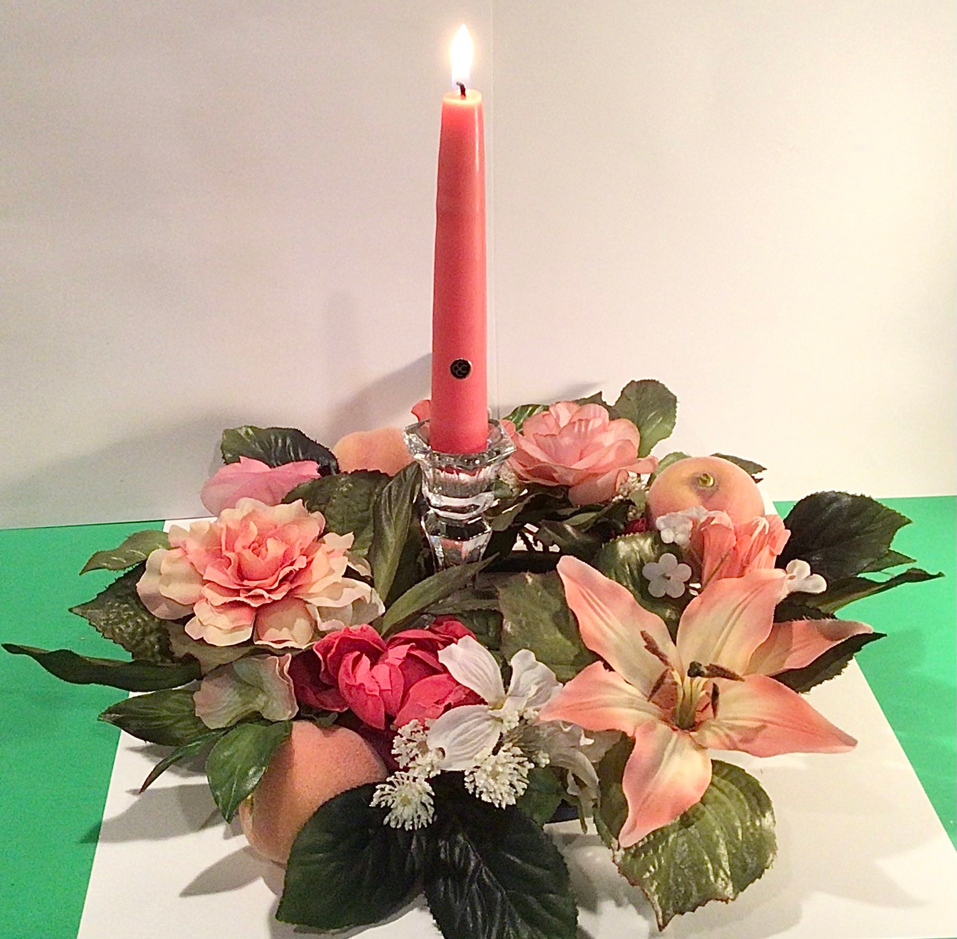 Vintage PARTYLITE Silk Floral Ring with Candle Holder and PL Etsy