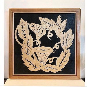 REDUCED - New HUMMINGBIRD & FLOWERS Handmade Layered Wooden 3-D Wall Art Picture - Giftable