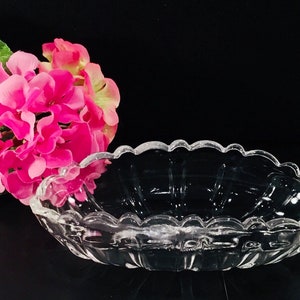 Vintage Panelled and Scalloped Glass Celery Relish Cracker Candy Dish Tray -  Giftable