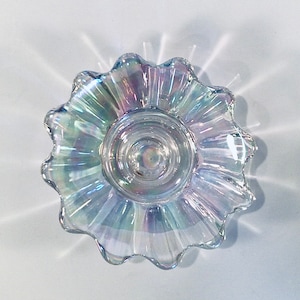 Lovely FOSTORIA? Colorful Iridescent Flower Shape Taper Candlestick Candle Holder - Giftable