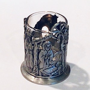 Christmas 2025 is coming - Metal NATIVITY CANDLE HOLDER with Glass Insert Christmas Table Decoration - Giftable