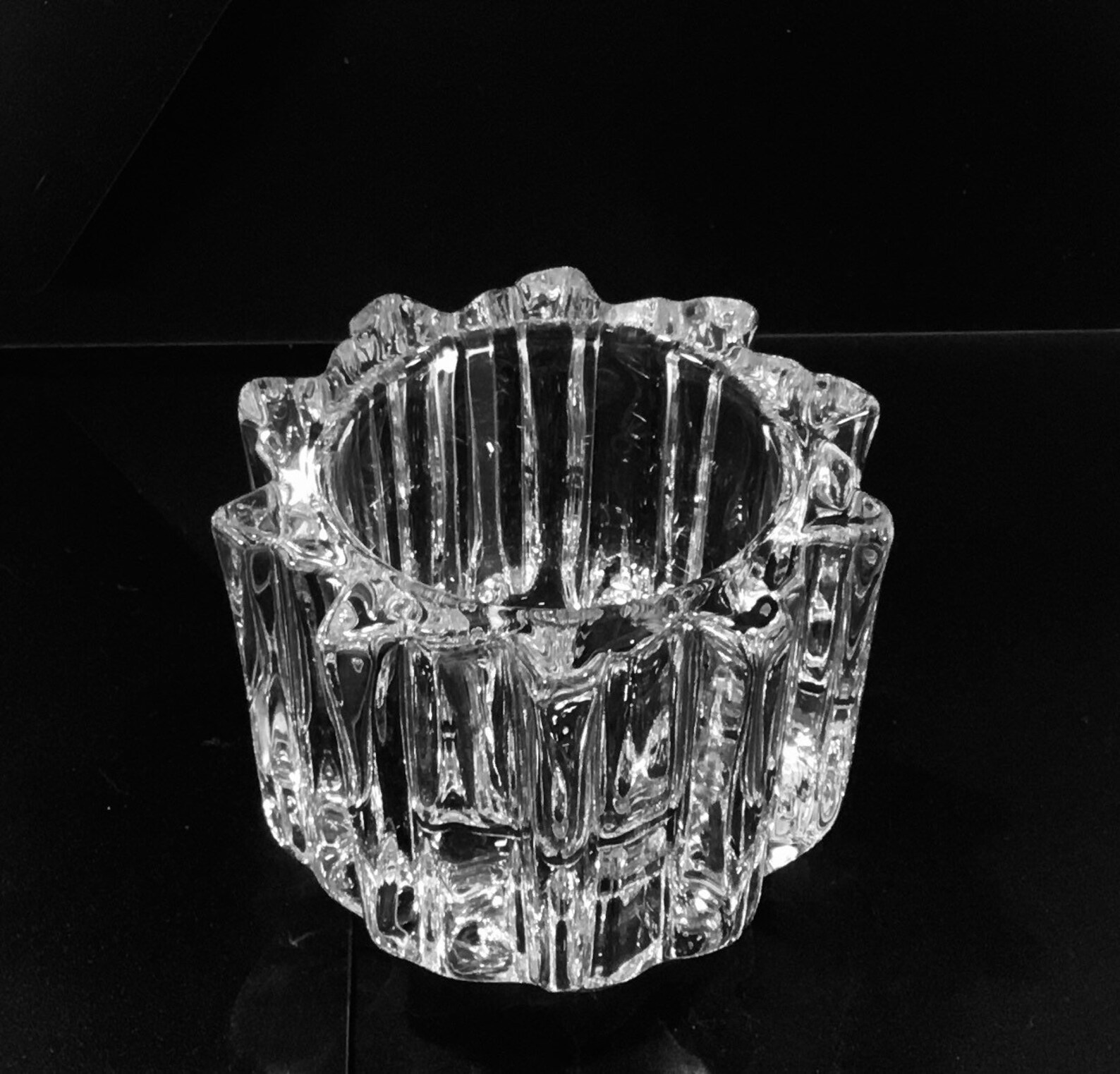 Vintage AVON Clear Glass Heavy Round Tealight or Votive Candleholder