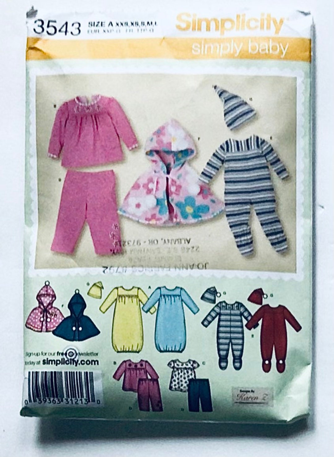 NEW SIMPLICITY Simply Baby Knit Layette and Capelet Pattern #3543 Size ...