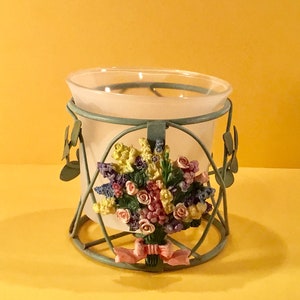 Metal and Resin Candle Holder with Frosted Glass Cup -  Giftable