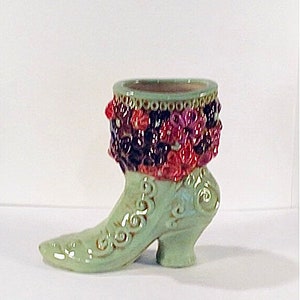 Vintage Ceramic Hand-Painted Collectible Woman’s High Top Shoe - Giftable