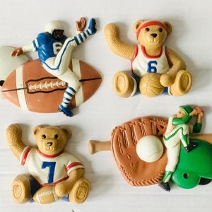 Reduced - Vintage HOMCO HOME INTERIORS Collectible Sports Bears Wall Decorations