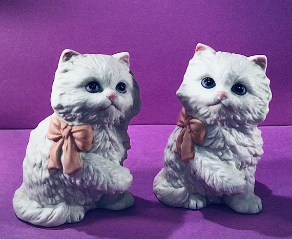 TWINS! Vintage Homco HOME INTERIORS Kitty Cats Porcelain Figurines