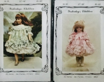 2 YESTERDAYS CHILDREN 17-18” Doll Dresses Sewing Patterns