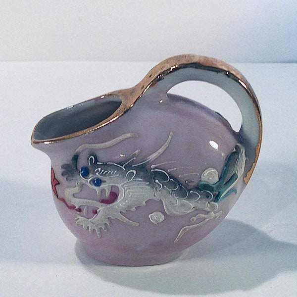 Vintage Pinkish/Lavender with Grey and White Miniature DRAGONWARE Pitcher Ewer - Giftable