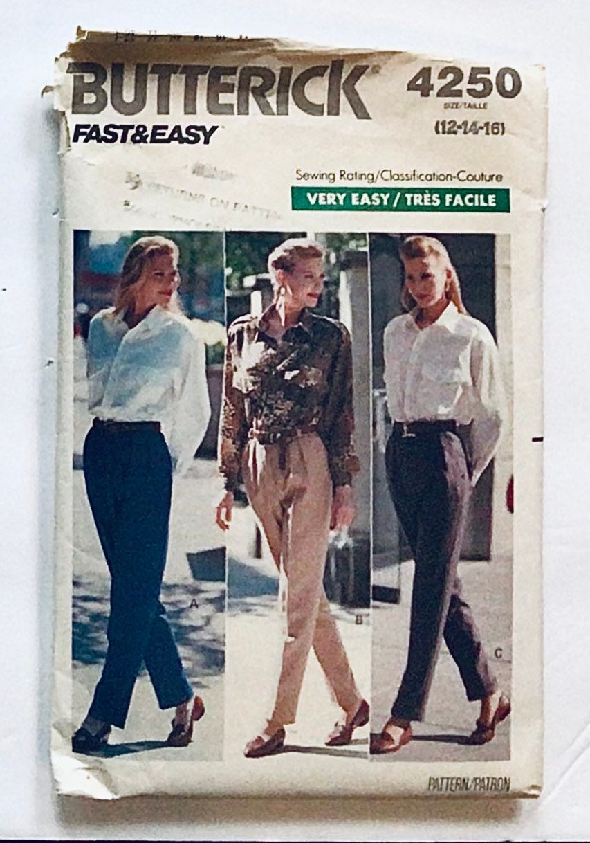 BUTTERICK Pattern #4250 - Very Easy Misses Pants Size 12-14-16 - Etsy