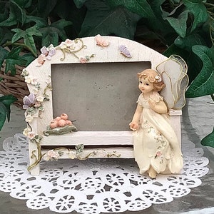 Adorable Angel on a Garden Bench Photo Frame - Giftable