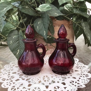 Vintage Cruets of the Ruby Red AVON CAPE COD Collection (2) - Giftable