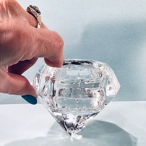 Partylite Lead Crystal DIAMOND SOLITAIRE ONLY Tealight or Votive Candle Holder - No Stand - Giftable