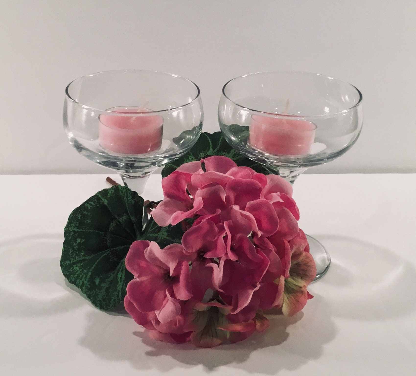 Pair of Quality Glass Candle Holders with Two Yellow Pillar Etsy