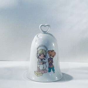 ENESCO PRECIOUS MOMENTS Love Beareth All Things Porcelain Bell with Heart - 1994 - Giftable