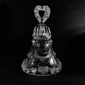 Vintage ECHT Bleikristall Lead Crystal Glass Bell with Frosted Hearts from W. Germany - Giftable