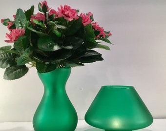 Reduziert - Vintage Grüne PFALTZGRAFF Galaxy Kerzenhalter/Vasen Kombination