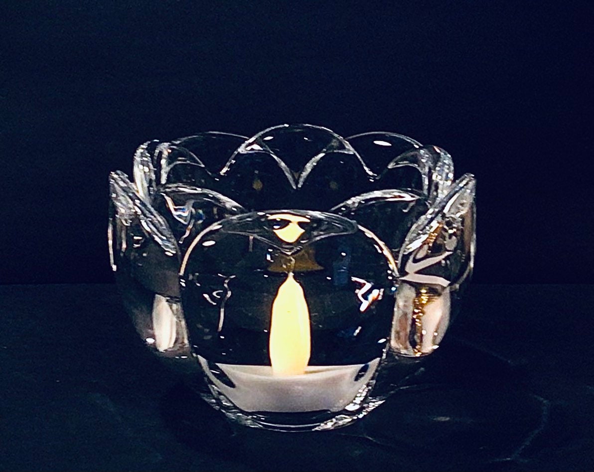 Exquisite HOME INTERIOR HOMCO Thick Lead Crystal Giftable Tealight or Votive Candle Holder or Trinket Dish