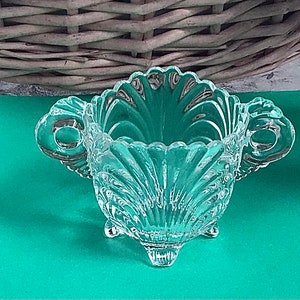 Vintage Small Cambridge Caprice Clear Glass Glass Footed Sugar Bowl - Regalable