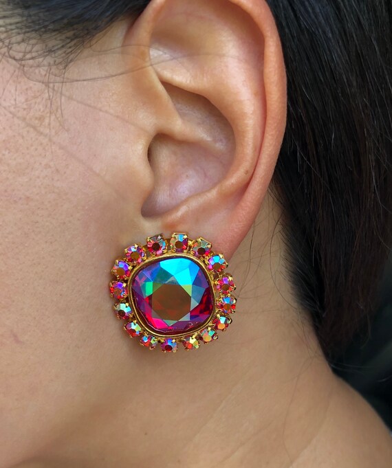 Vintage R. Serbin Costume Crystal Earrings
