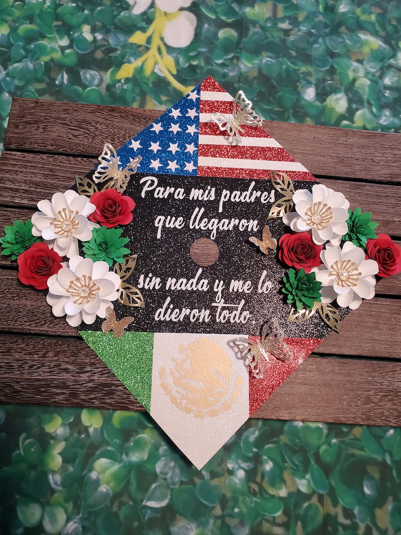 Graduation Cap Topper, Mexican American Graduation Topper, 2 Flags ...