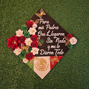 Graduation cap topper, paper flowers, Mexican graduation cap topper