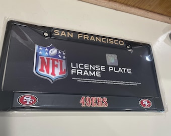 Black 49ers license plate frame metal