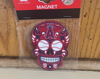 Angels baseball sugar skull magnet