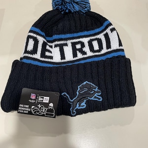 Detroit lions pom beanie black and team colors fleece Lining