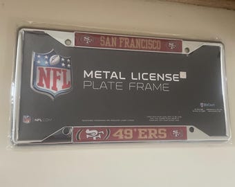 San Francisco 49ers laser cut chrome license plate frame