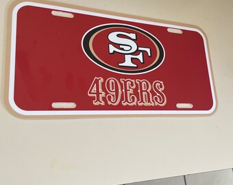thumbnail image 2 of San Francisco 49ers Chrome License Plate Frame – Metal, Fits Front Or Rear – Made In USA 2 of 5