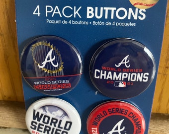 Atlanta Braves World Series champions 4 button pack