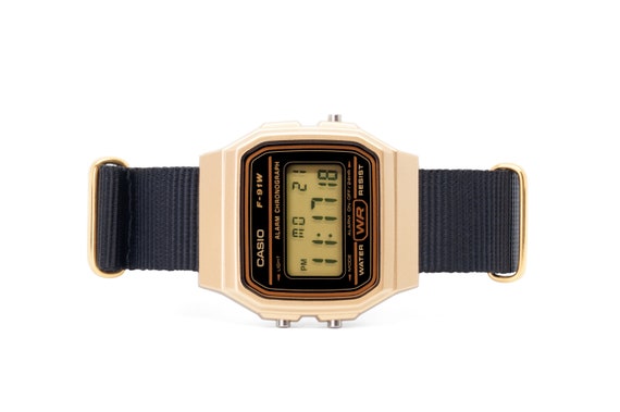 Gold Casio Watch Black Strap